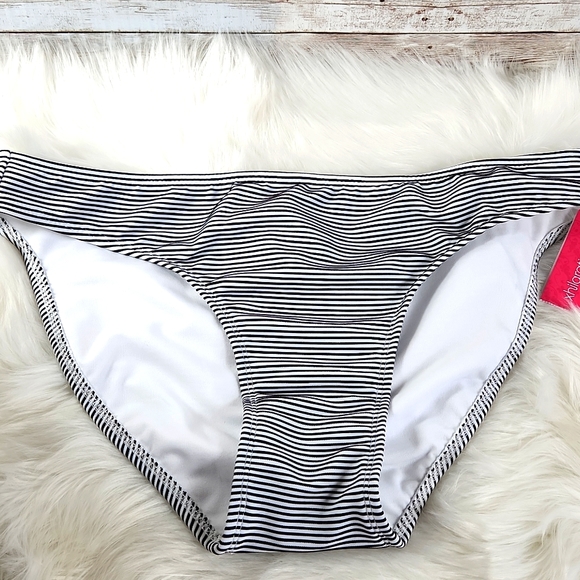 NWT, Exhilaration, women's bikini bottoms, black and white stripe, Sz XL - Picture 1 of 5